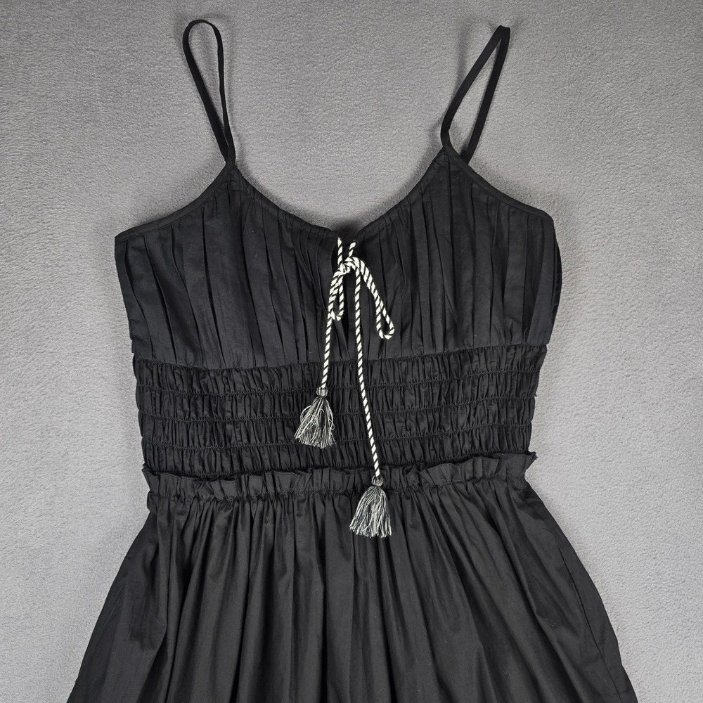Rails Baja Dress Womens Large Black Palm Trees Embroidered Smocked Cotton NWT - Picture 5 of 14